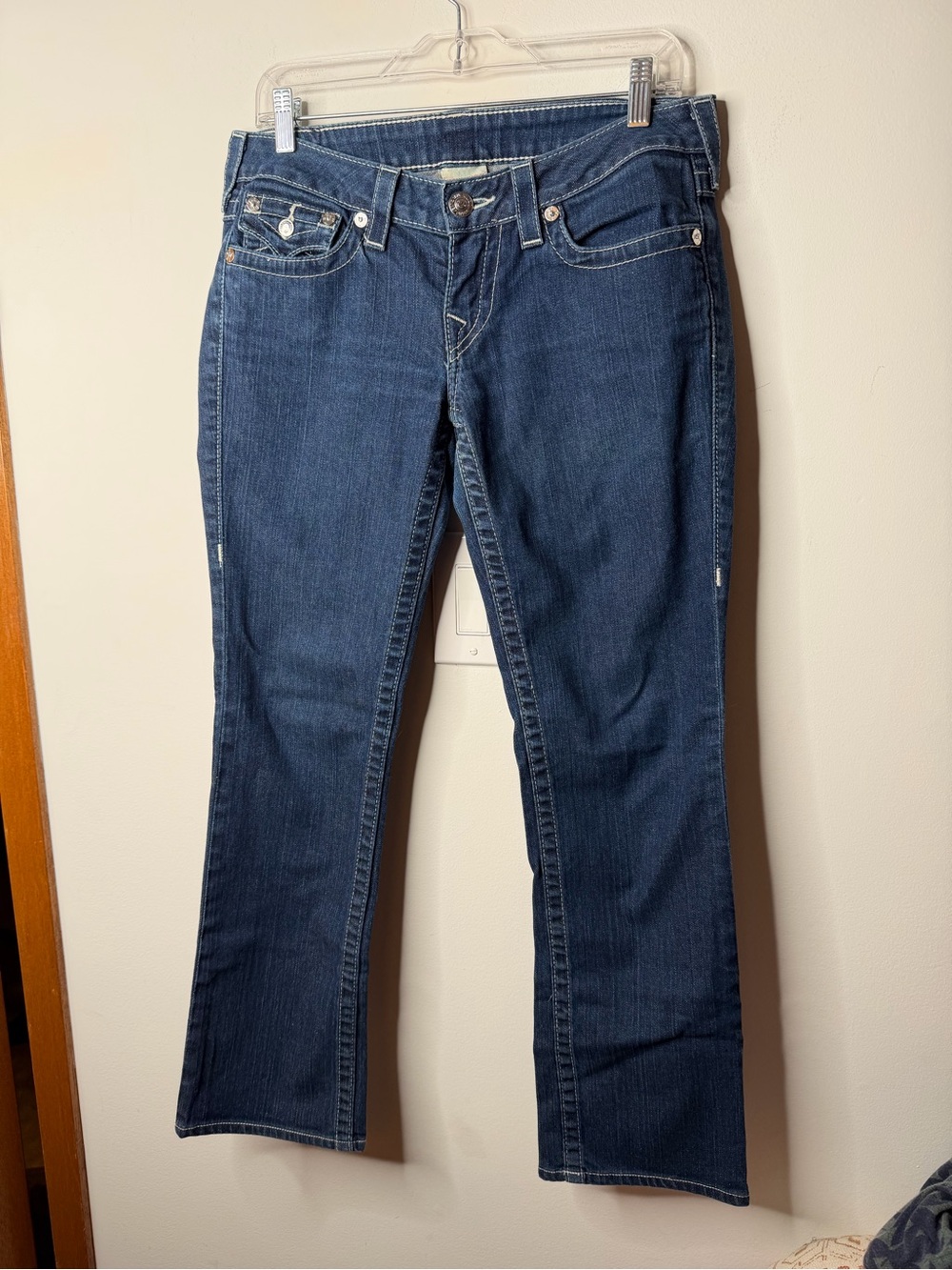 True Religion Joey Flare Jeans Dark Wash Crystal Horseshoe USA Women’s 29 - Picture 5 of 9
